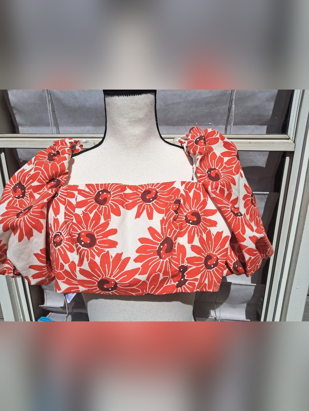 Mango Crop Top Small New with Tags 100% Cotton Puffed Sleeves Boho Summer Vibes